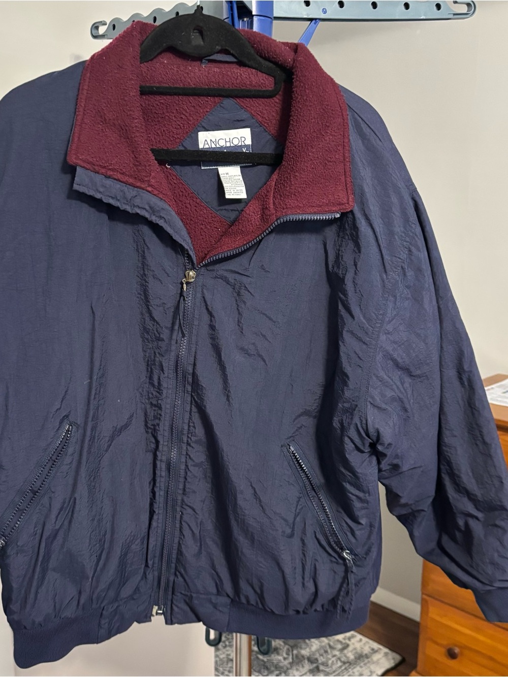 Anchor Bay Navy and Burgundy Fleeced/Nylon Jacket